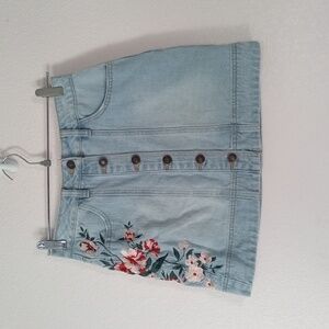 Pacsun Embroidered Blue Denim Skirt Size 24